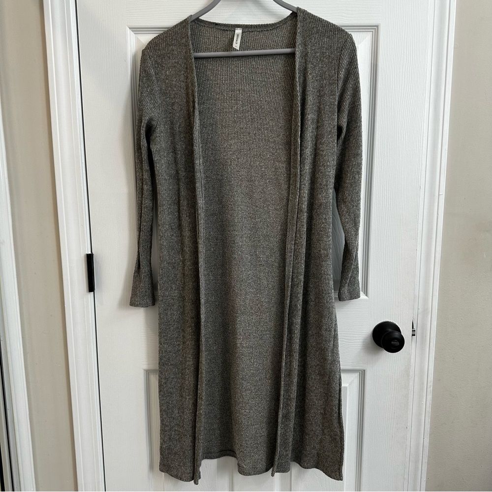 Emerald Long Sleeve Hooded Duster Cardigan olive green Size small